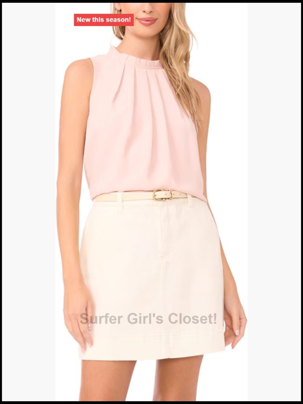 Vince Camuto Sleeveless Mock Neck Shirred Tank Top Blouse